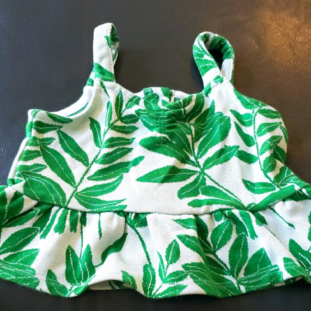 Green Leaf Print Kids Top